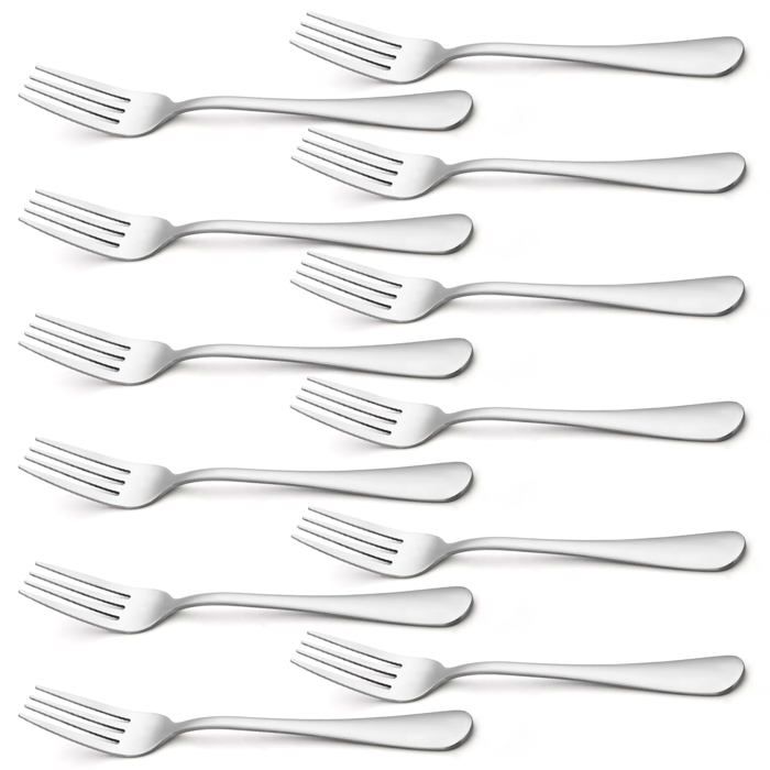 Fourchette de table - SONGHUI - Lot de 12 (20 cm) - Acier inoxydable - Finition miroir - Manche ergonomique