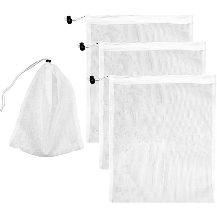 Sac Filtrant Piscine Lot de 4 Sac Filtrant Aspirateur Piscine en Maille Fine avec Cordon pour Piscine Aquarium et Bassin POMPE