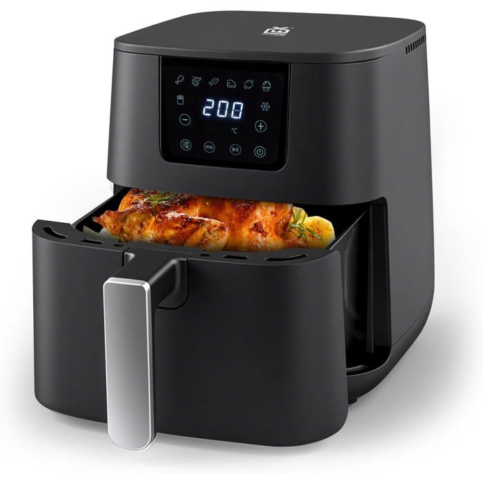 Air Fryer 6 5 L 1600 W Friteuse Sans Huile Numérique 8 Programmes Température Jusquà 200 °C Noir Mat