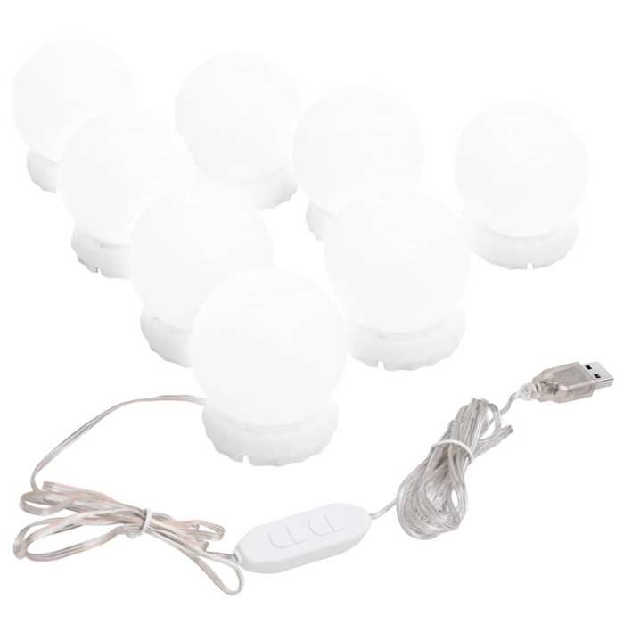 Promo“Lampe de Miroir avec 8 Ampoules LED Blanc Chaud et Blanc Froid 1 5 m en plastique pour Intérieur 862207