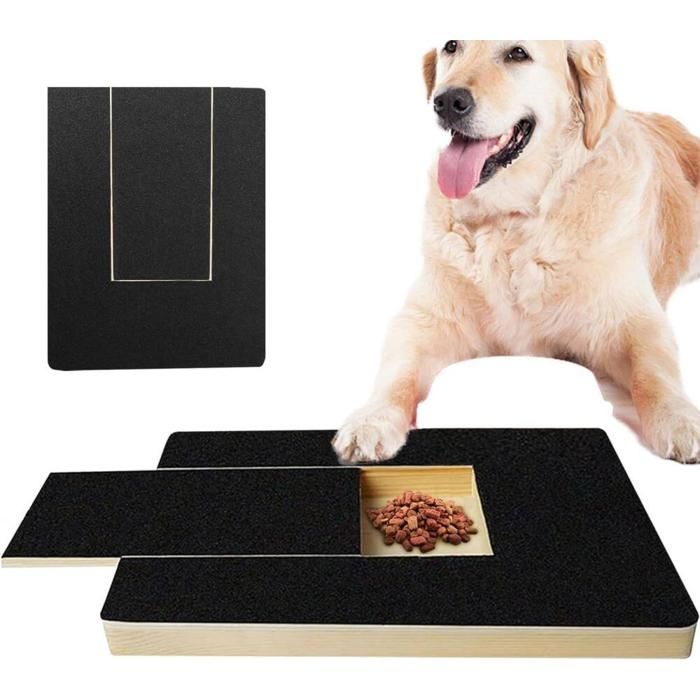 Griffoir Dents et Griffes Chien Planche à Gratter avec Boîte Friandise Soin Griffes Calmant