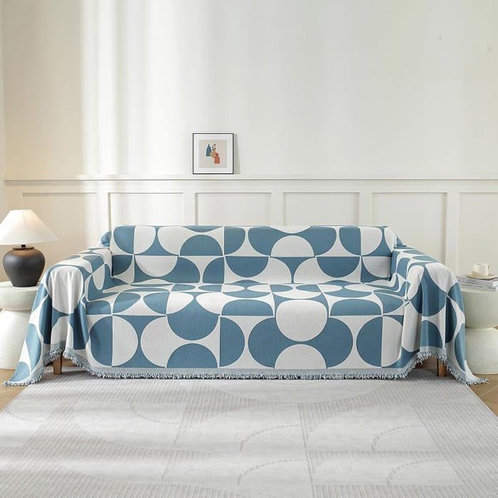 Housse Canapé Universelle Bleue 180x340 cm Plaid Protection Grande Taille 1/2/3/4 Places Jeté Salon Décoratif HOUSSE DE CANAPE