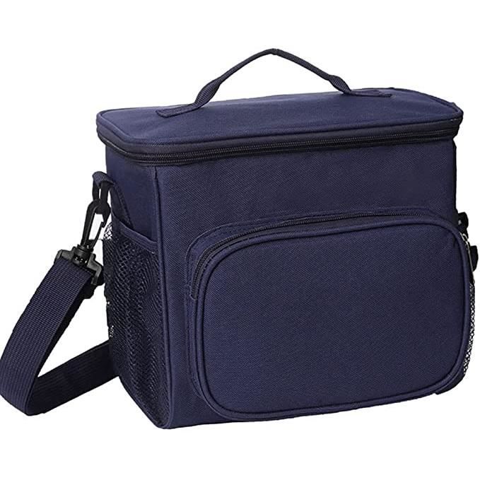 sac isotherme, panier repas 10l, sac à lunch isolé avec bandoulière réglable, portable sac à lunch étanche - bleu marine
