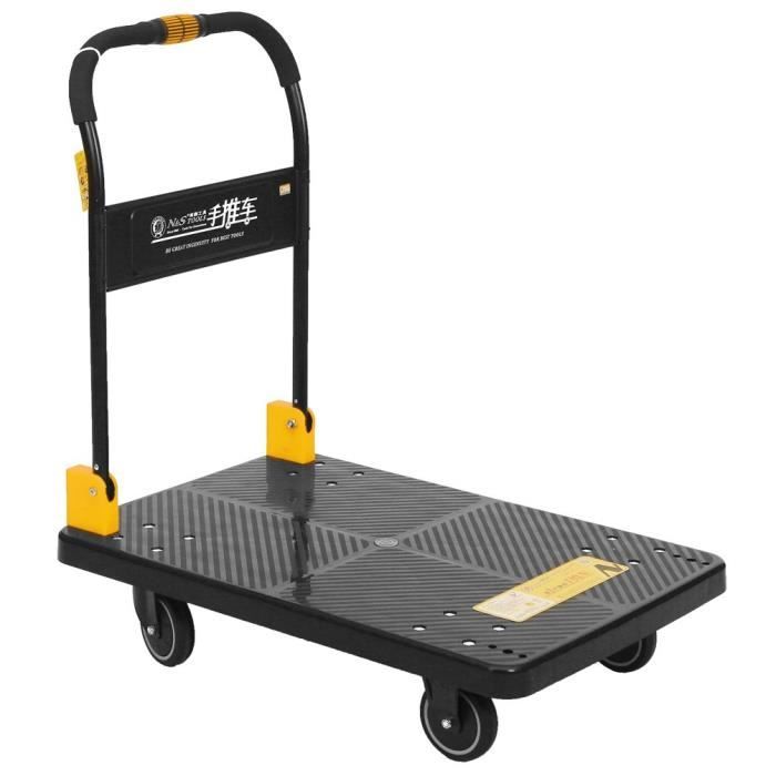 Chariot De Manutention Pliable à 4 Roues - Charge Max 300 Kg, Plateau Antidérapant - Pour Garage, Bureau, Déménagement - 4