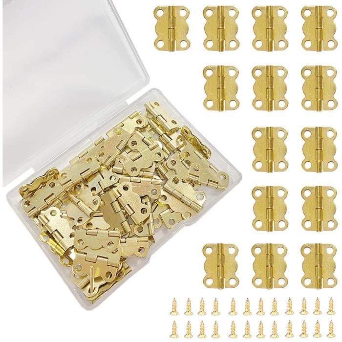 boîte à bijoux accessoires de bricolage – 13 x 12 mm – Jaune Aabellay Lot de 50 mini charnières rétro avec vis de montage pour boîte à bijoux en bois armoire 
