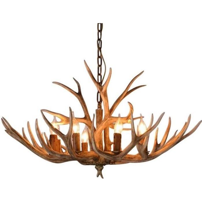 Lustre Lustre en Bois de Cerf Lustre des Style Rétro