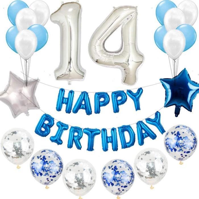 Kit De Decoration D Anniversaire 14 Ans Bleu Argente Pour Garcon Decoration D Anniversaire Garcon Bleu Et Blanc 14 Ans Decora 696 Cdiscount Maison