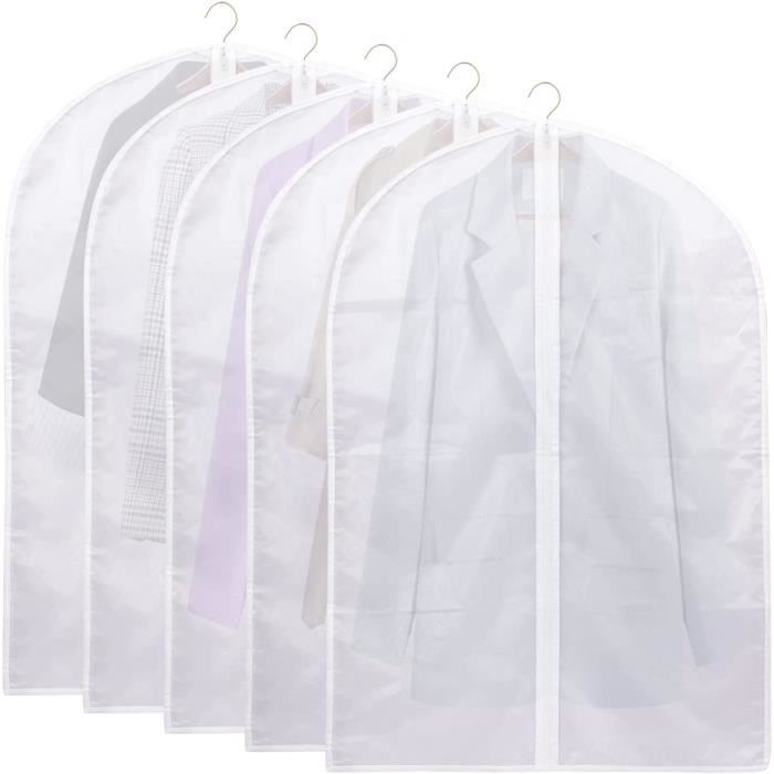 Lot De 10 Housses De Vêtement Imperméables 120x60 Cm – Transparentes Avec Zip