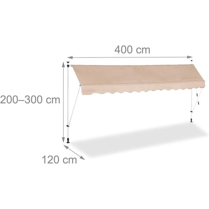 Toile De Remplacement Store Banne 4x3 M - Jaune Tournesol/blanc | Tissu Polyester Résistant UV, Cadre Non Inclus