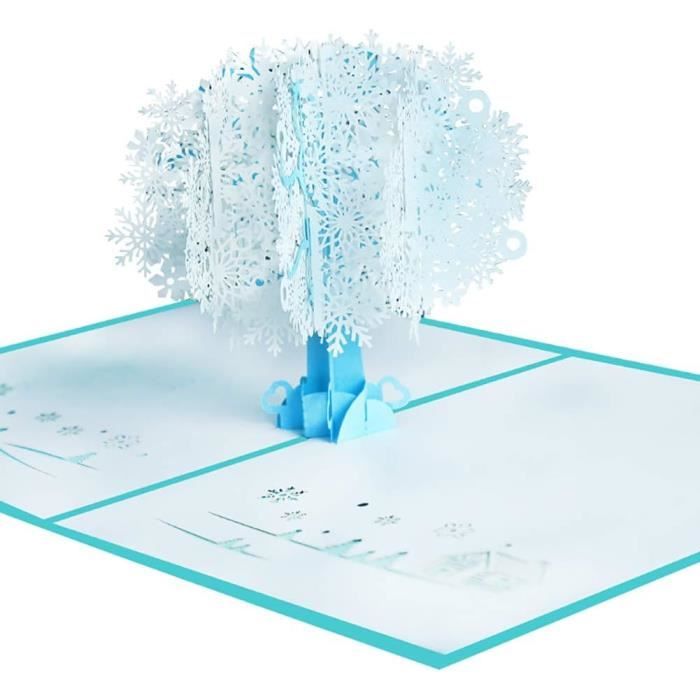 Pop Up 3D Carte De Voeux De Noël En Forme Flocon De Neige Enveloppe