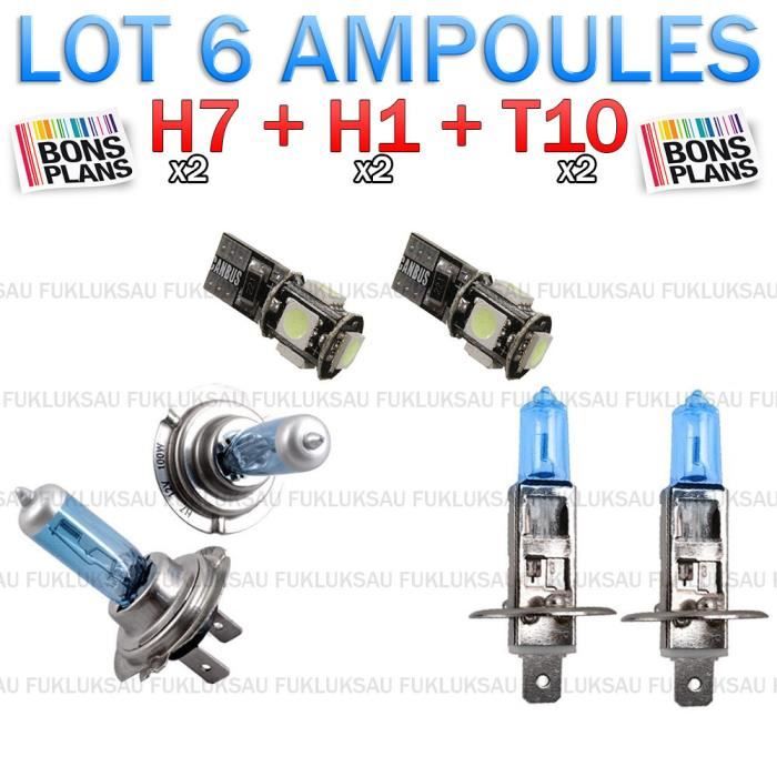 KIT 6 AMPOULE XENON • 2x H7 + 2x H1 + 2x LED T10 • PEUGEOT 307 HDI I CC