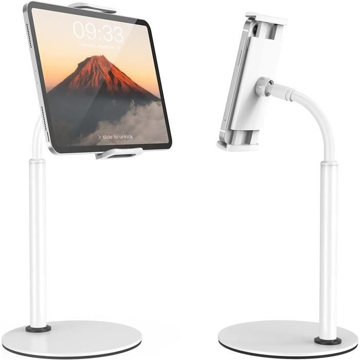 Support Bureau IPad Réglable - Bras Pivotant 360° - Pour Tablettes 4.7-12.9" - Cenawin