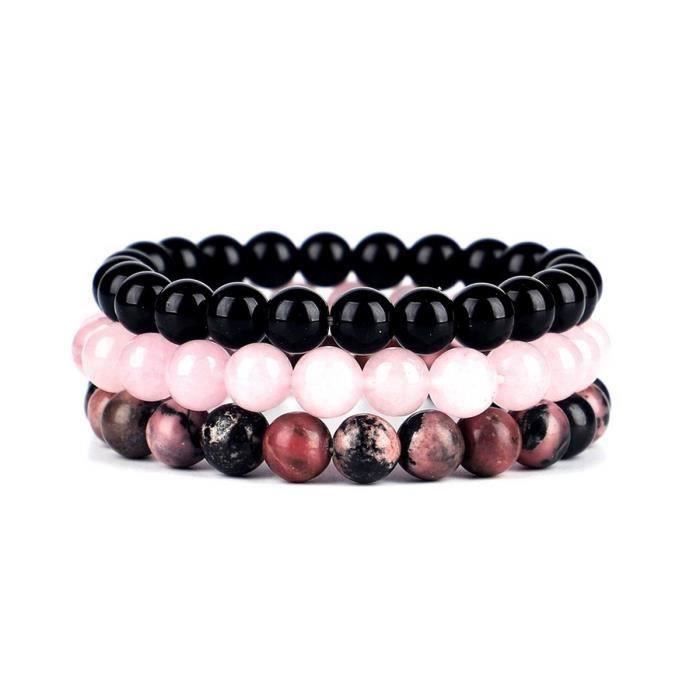 Lot De 2 Bracelets élastiques Avec Perles Roses - Fantaisie - Sans Marque