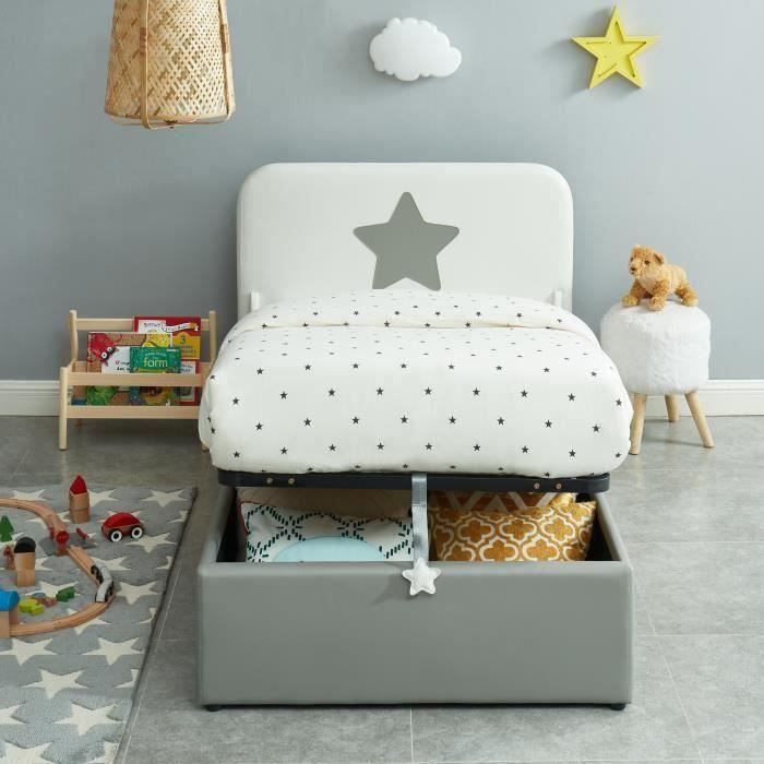 Etoile Lit Coffre Enfant A Led 90x190cm Simili Gris Et Blanc Sommier Inclus Cdiscount Maison Etoile Lit Coffre Enfant A Led 90x190cm Simili Gris Et Blanc Sommier Inclus Cdiscount Maison