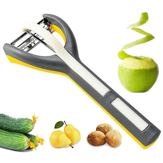 Eplucheur,Green-flat--Éplucheur De Légumes Multifonctions En Acier Inoxydable, Râpe à Pommes De