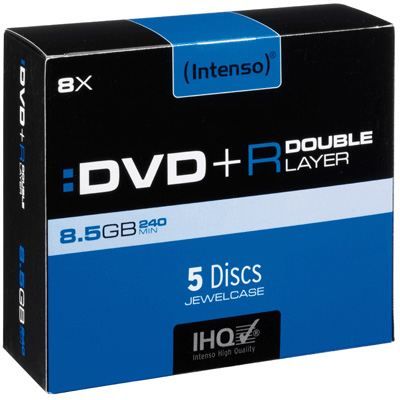Intenso 5 x DVD+R DL 8.5 Go 8x boîtier CD