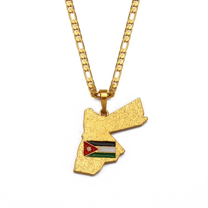 Collier Ras Du Cou Avec Pendentif Carte Du Kurdistan - Bijou Ethnique Patriotique, Pour Homme Et Femme, Longueur 50 Cm