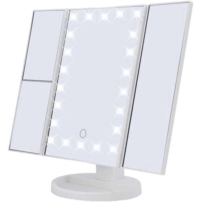 EMKE Miroir Lumineux Maquillage Rond 5X Grossissant - Miroir Ventouse Pliable Rotation 360° Blanc