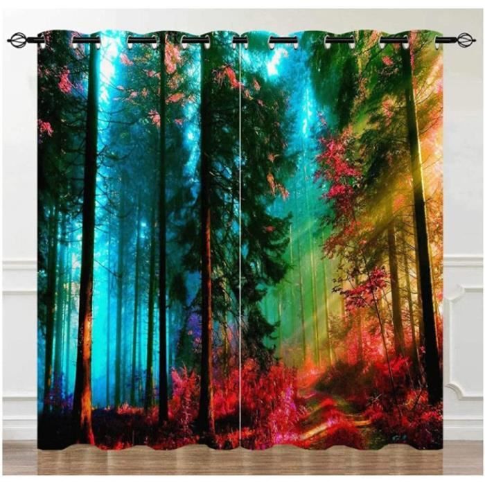 Rideaux Licorne Jungle 3D Occultants – 220x215 Cm – 2 Panneaux – Enfant Chambre Salon