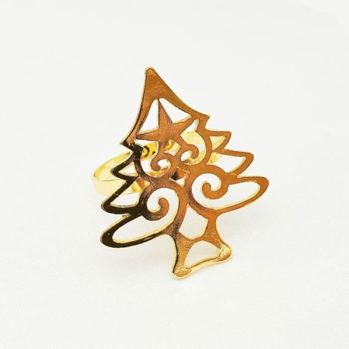 Lot De 8 Anneaux De Serviette De Noël - En Métal Plaqué Or Avec Strass - Décoration De Table Festive