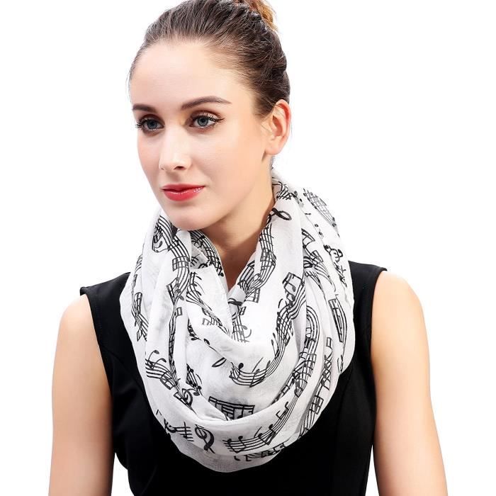 Lina /& Lily Écharpe Foulard pour Femme Imprimé Note de Musique