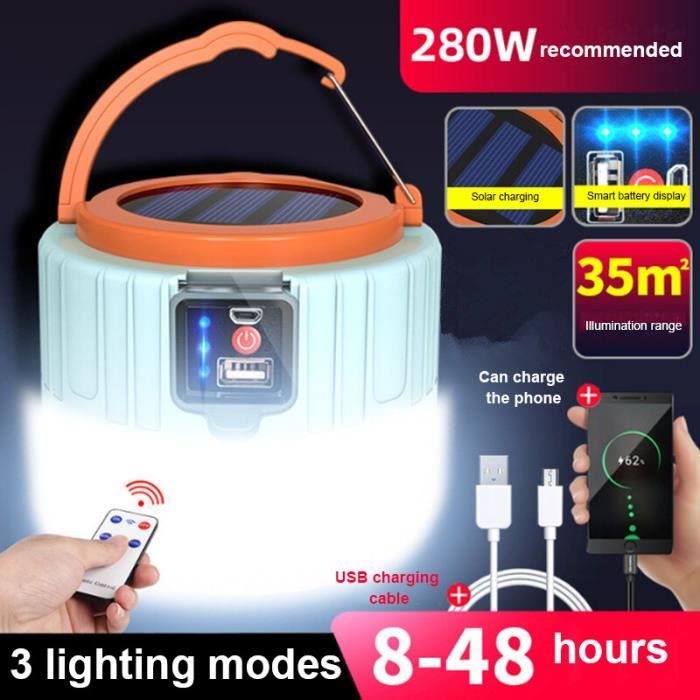 Batterie Externe Solaire 20 000 MAh – Recharge Sans Fil, Double USB, Lampe LED, étanche, Pour Camping Et Randonnée