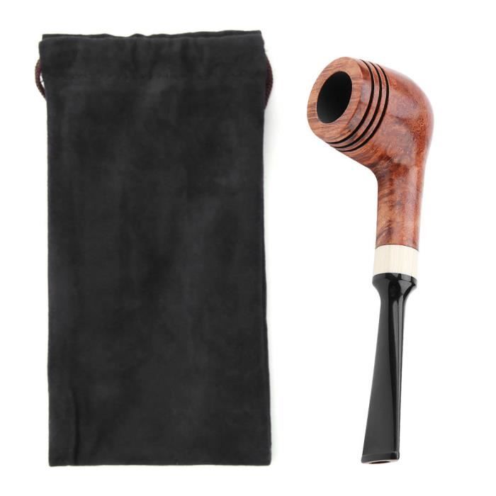 Pipe à Tabac En Bruyère Faite Main MUXIANG - Avec Anneau Décoratif En Olivier Et Métal, Parfaite Pour Usage Quotidien Ou Cadeau