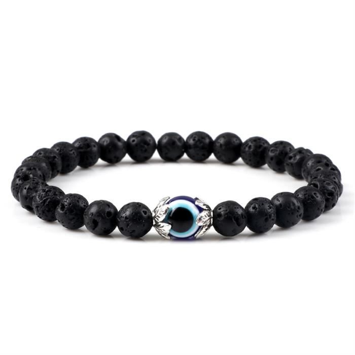Bracelet En Pierres Naturelles Avec Breloque Œil Et Cœur - Protection Et Amour - Neuf Avec Étiquettes