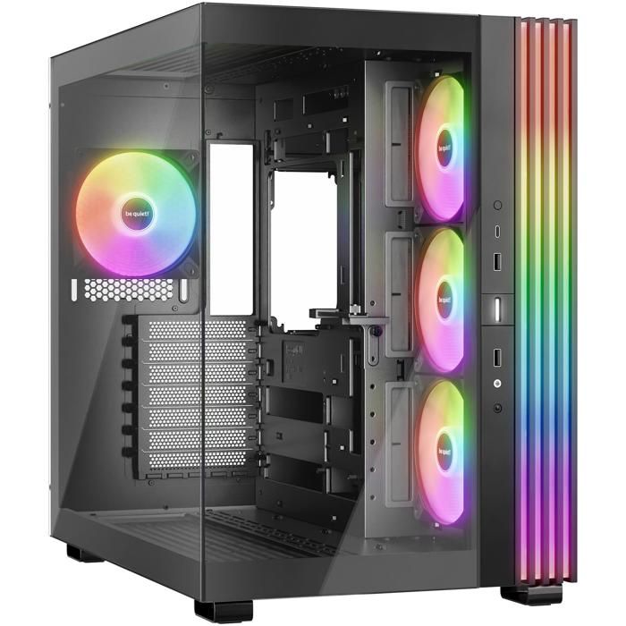 Design moderne avec éclairage RGB panneaux vitrés compatible ATX format moyen tour.