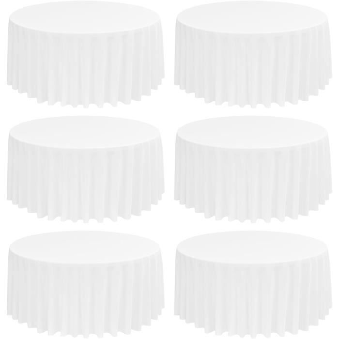 Lot De 6 Nappes Rondes Noires De 228,6 Cm En Polyester Lavables Pour Tables Rondes, Nappes Décoratives En Tissu Pour Salle à Manger, Mariage, Banquet
