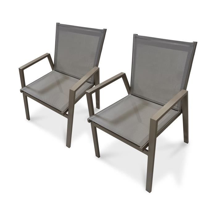 fauteuil de jardin empilable en aluminium quartz - dcb garden - floride - marron - extérieur - contemporain