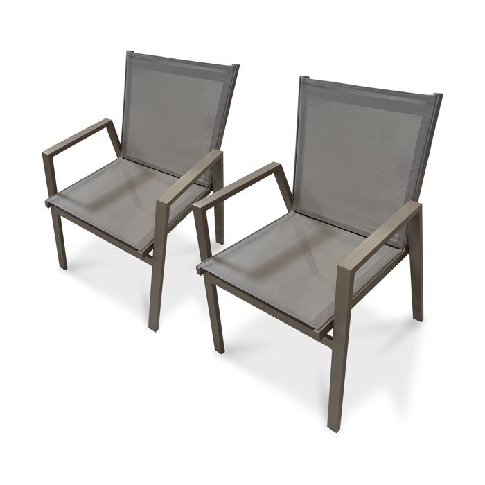 Lot de 2 fauteuils de jardin empilables en aluminium - Quartz - FLORIDE Lot de 2 fauteuils de jardin empilables en aluminium - Quartz - FLORIDE