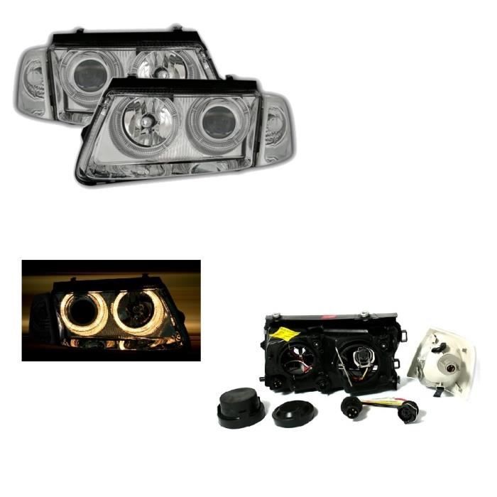 2 FEUX PHARE AVANT ANGEL EYES CHROME VW PASSAT 3B DE 10//1996 A 10//2000
