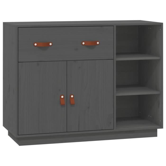 Buffet - DILWE - Modèle Gris - Bois massif de pin - 98 5x40x75 cm - Buffet bas