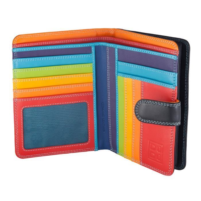 Portefeuille pour femme multicolore en cuir souple signe DUDU Noir Cdiscount Bagagerie Maroquinerie