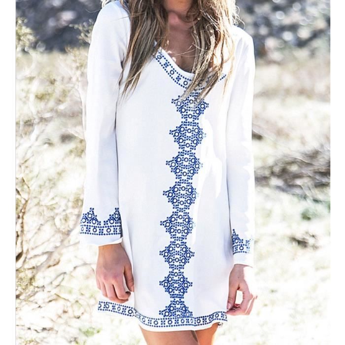 Longue Robe Caftan Estivale En Viscose Fluide Avec Deux Petits