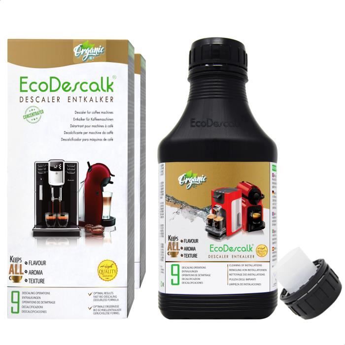 EcoDescalk Détartrant Biologique Machines à Café - 4 Sachets Poudre 100% Naturel