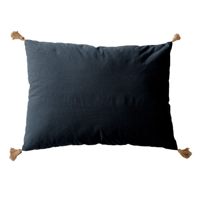 Coussin avec pompons en jute - Gris Fonc - 50 x 70 cm