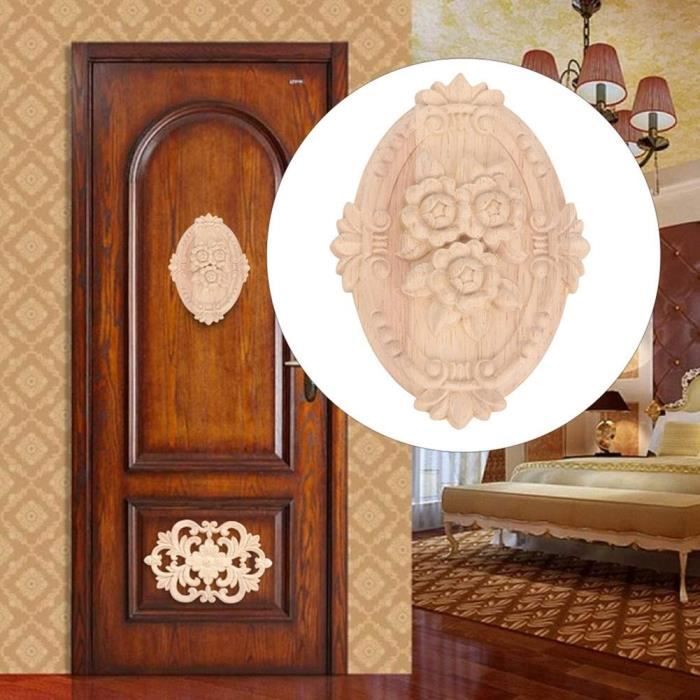 Non Peint Decal Pour Cadre Porte Armoire Meubles Figurines Décoratives Bois Appliques Pour Meubles Non Peint Bois Sculpté Coin Onlay Applique 6