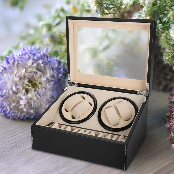 Boîte De Montre-Bracelet En Fibre De Carbone +PU 6 Fentes Pour Bijoux