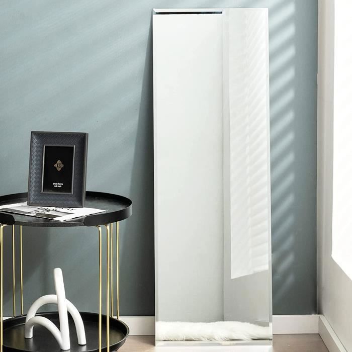 GIANTEX Miroir Mural Rectangulaire 110H x 38L CMPsyché Pleine Longueur Antidéflagrant Suspendu Vertical/HorizontalBords Biseautés