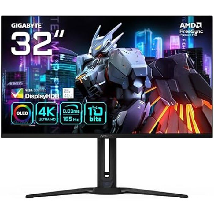 Moniteur de Jeu – GIGABYTE – AORUS FO32U – 315” OLED – 3840 x 2160 – 165Hz – FreeSync Premium Pro