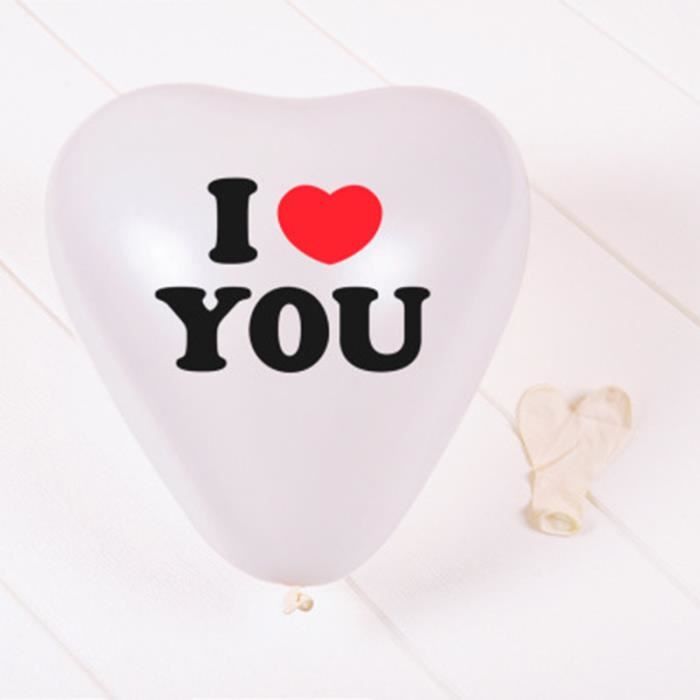 100 Pieces Blanc I Love You En Forme De Coeur Romantique Air Ballons Joyeux Anniversaire Fete Cdiscount Maison