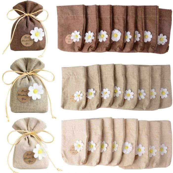30 Pièces Sachet Dragees Jute Avec Cordon De Serrage, Sac De Communion