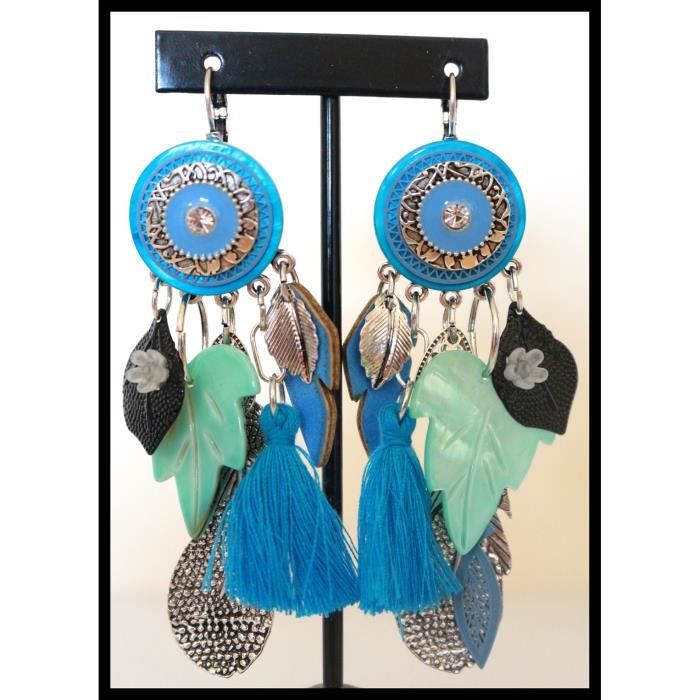 Boucles D'Oreilles Oiseaux Émaillés Bleus Avec Yeux En Strass - Style Lollipops - Occasion