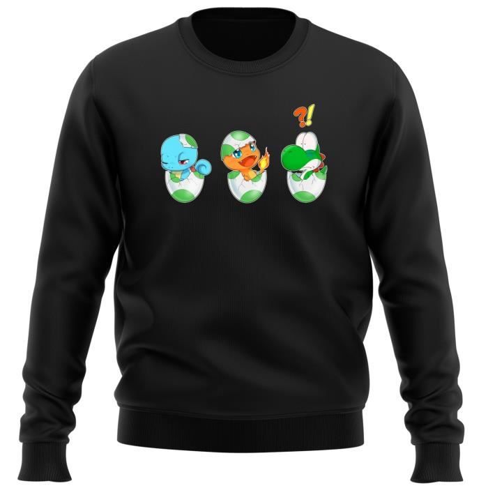 Parodie Yoshi - Pok/émon Bizarre Ces Deux l/à !! Pok/émon parodique B/éb/é Yoshi Face /à Salam/èche et Carapuce Okiwoki Body b/éb/é Noir Yoshi