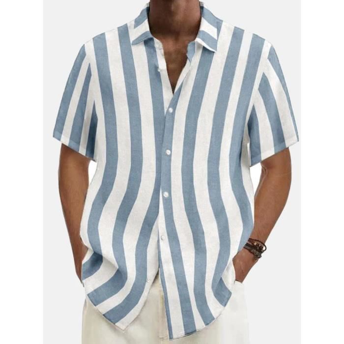 Chemise Homme Goodfellow & Co Manches Courtes - Imprimé Homard Bleu - Taille L - Slim Fit