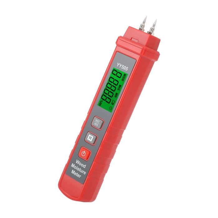 Humidimètre Numérique Avec écran LCD Rétroéclairé | Mesure Bois, Mortier, Brique | Plage 0-80% | Alerte Sonore