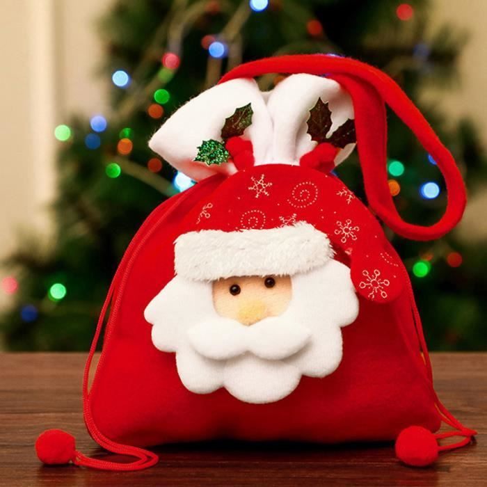 Grand Sac Père Noël En Velours - Sac De Rangement Pour Friandises Et Cadeaux De Noël