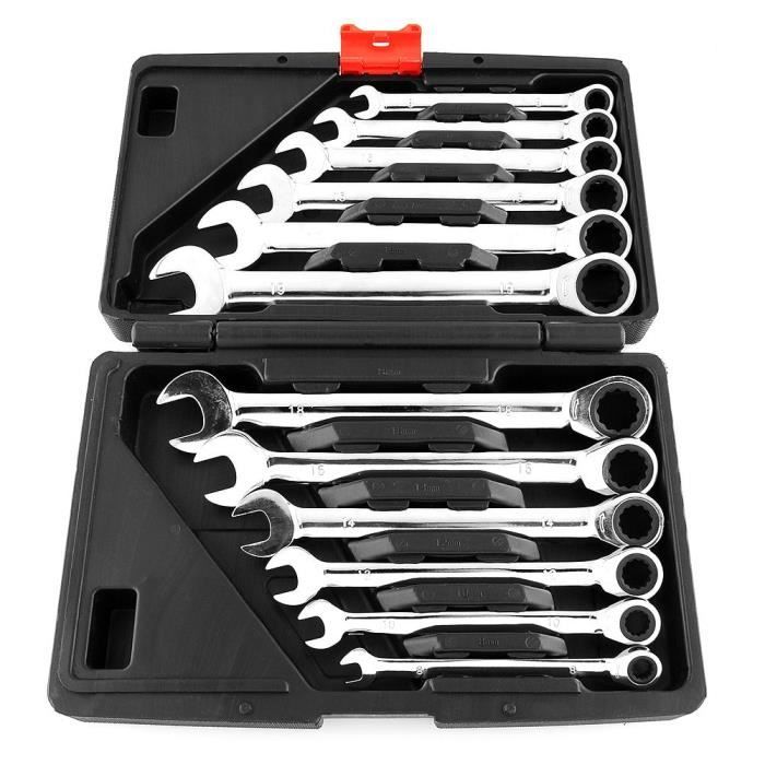 Clé Mixte 12 Pans 10mm Revêtement Noir - Uxcell - Cr-V - 135mm - Pour Mécanique